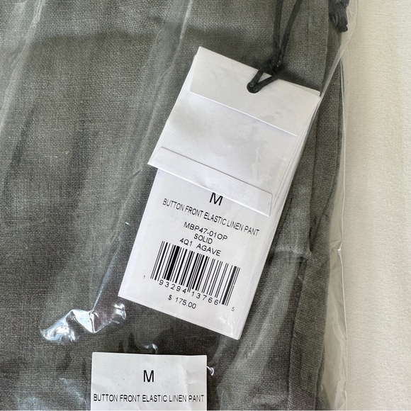 NWT Button Front Elastic Linen Pant - Picture 3 of 3